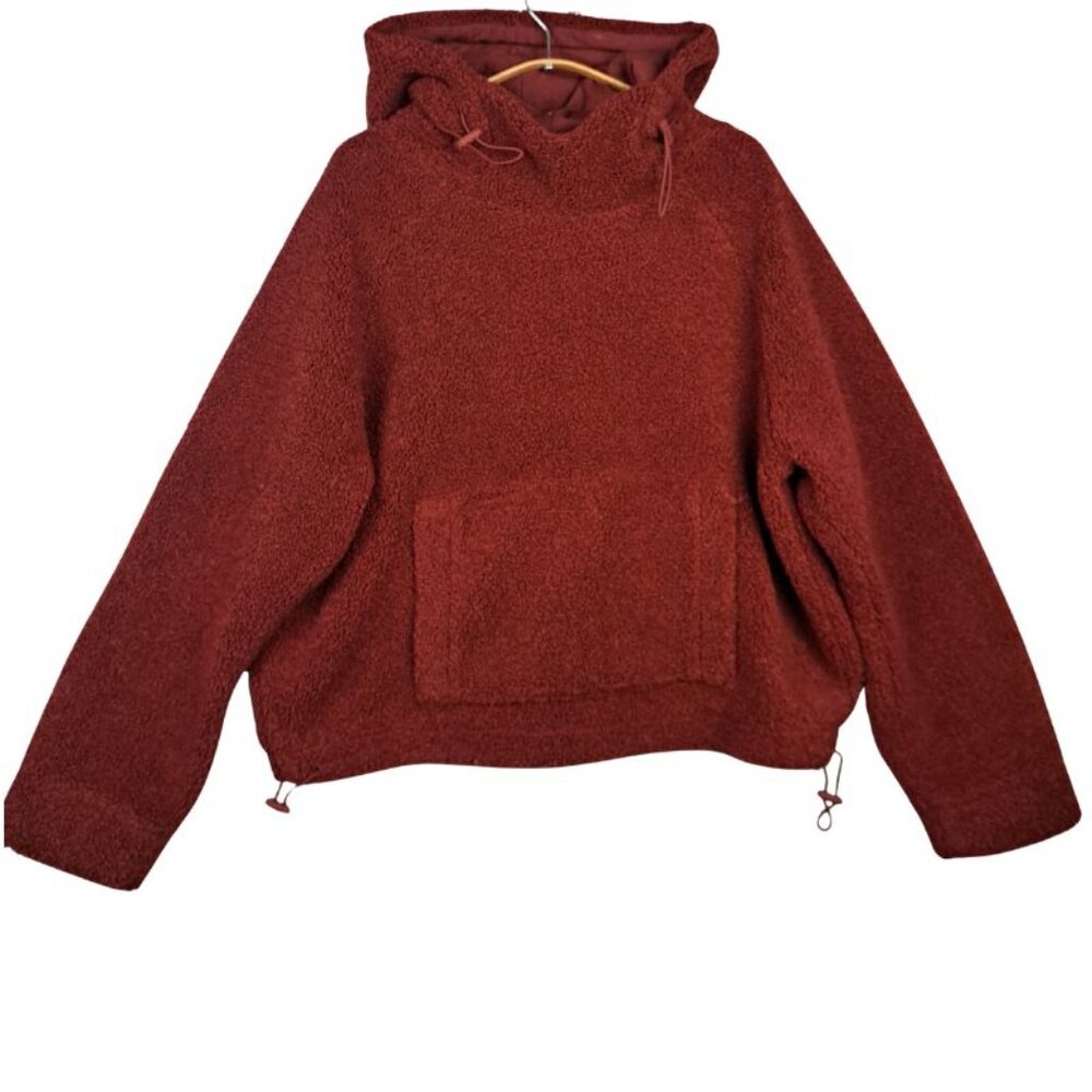 Vince Cozy Faux Fur Hoodie In Cordovan Size M - Picture 2 of 11